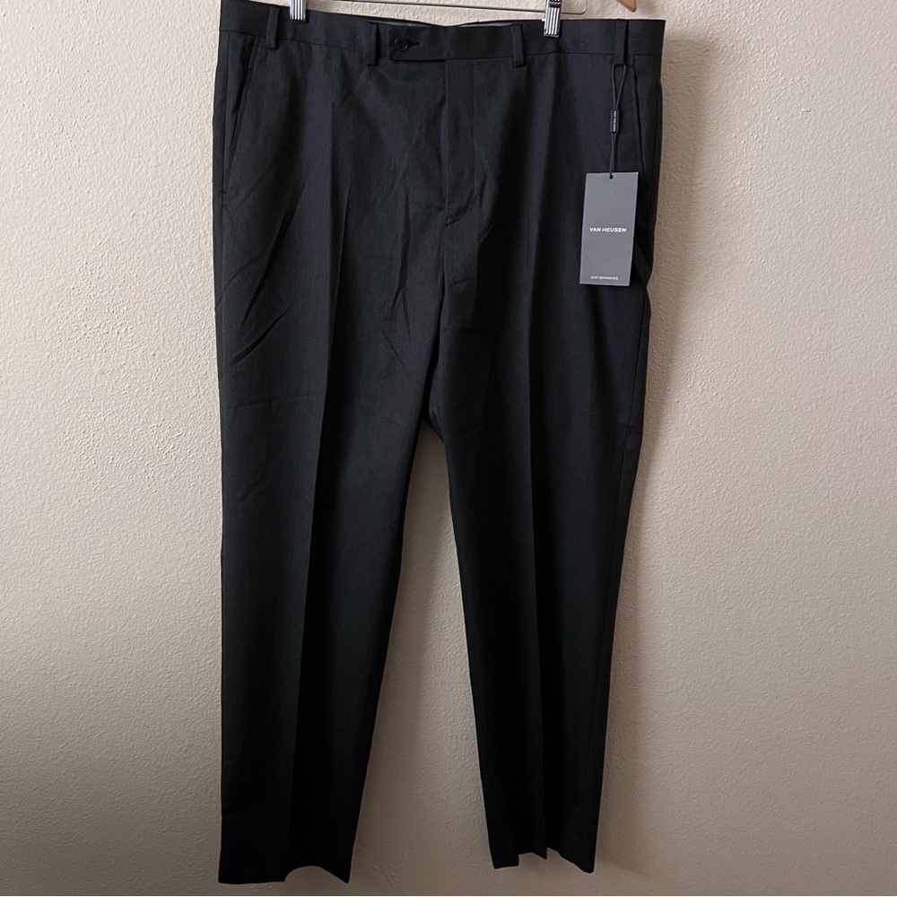 Van Heusen 40 x 32 Dark Gray Manvell Suit Separates Regular Fit Dress Pants - Picture 3 of 10